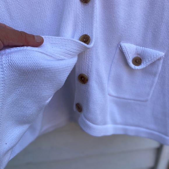 Lands End XL Long Sleeve White Cardigan with Button Details Sweater Cover Up - Picture 5 of 9